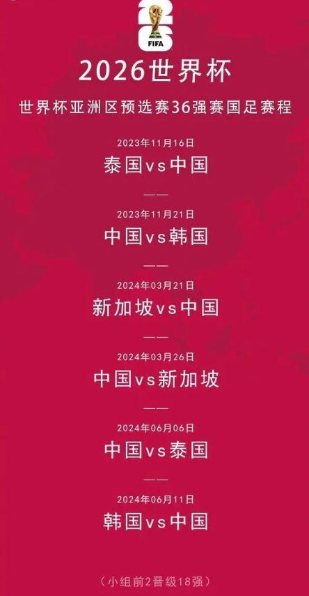 2026世预赛亚洲区赛程表